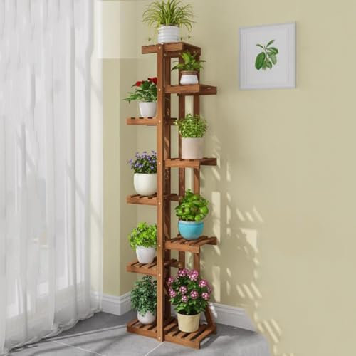 REDEXI Estantería Para Flores 4 Niveles 5 Macetas, Estanteria Para Plantas De Esquina, Escalera Para Flores De Madera Para Interior Exterior, 68/106/141cm Escalera De Flores Para Balcón Salón Jardín(8