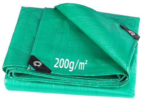 Hengsong 2er Abdeckplane 3x3m 200g/m²,Abdeckplane Wasserdicht,Abdeckplanen mit ösen,für Holzabdeckplane,Bauplane,Gewebeplane,Gartenplaner,Bootsplane,Sichtschutzplane,Grün