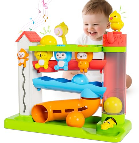 VOILBTOY Musical Toy for 1-2 Year Old Girls,Educational Toys,Ball Drop Toy with English & Spanish,Fine Motor Toys for Kids 1-3,Birthday Gift for 1+ Year Old boy (Green)