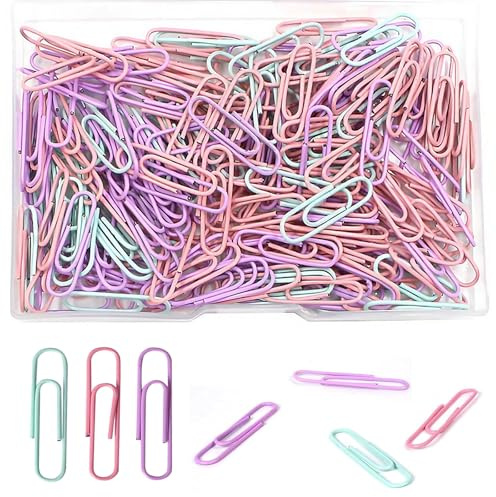 Epingle Securite,200 Pièces Trombones Bureau,Trombones de Couleurs Assorties,27mm Paper Clips avec Boîte en Plastique Mini Épingles de Sûreté pour Bureau École Papiers Documents Fichiers(3 couleurs).