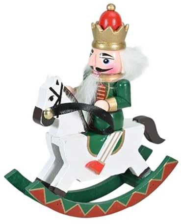 Badiman Statuina Schiaccianoci Soldatino Classico Scultura Artigianale Pupazzo Da Collezione in Legno Su Cavallo Adatto per Arredamento Interno E Regali, Verde