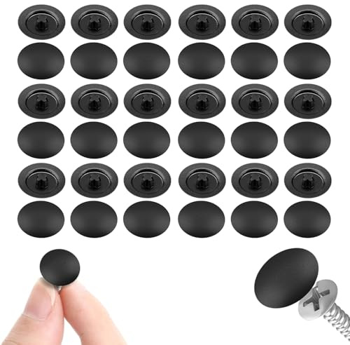 100Pcs 12MM Screw Cover Caps, Black Snap-In Phillips Head Screw Caps for Furniture, Cabinet, Wardrobe - Decorative Protective Plug Covers for Interior Design