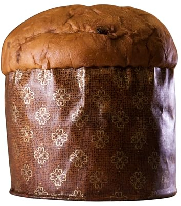 8 Stampi Panettone ALTO DA 1KG, in Carta di Pura Cellulosa Autoportante Marrone con Decoro Oro – Forma Cottura Panettone Riciclabile, Resistente Al Calore fino a 200°C – Ideale per Dolci Lievitati