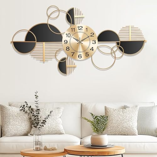 Blissio 2025 Wanddeko Metall, Wanddekoration, Einfaches Geometrisches Design - Metall Wanddeko, für Wohnzimmer,Eingang,Schlafzimmer Heim Wand Deko - Am Besten Zum Verschenken (Schwarz - 86Lx43Bcm)