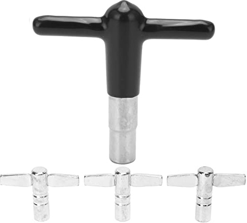 4 Stück Schlagzeug-Stimmschlüssel, T-Griff Metall-Trommelschlüssel-Stimmgerät, stabiler, reibungsloser Schlagzeug-Stimmgerät mit Silikonhülle, professionelles (Schwarz)