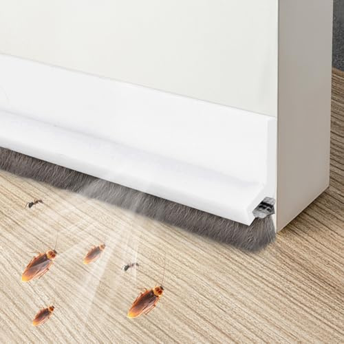 Selbstklebender Türdichtung Zugluftstopper mit Bürste,100 * 5CM,Weiß | Schallschutz,Kälteschutz,Gegen Insekt,Windschutz,Staubschut,Dichtung Luftzugstopper Dichtungsband für Türen