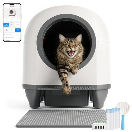 JUMMICO 90L katzenklo selbstreinigend,XXL, APP -Kontrolle/Sicherheit/Gesundheitsüberwachung/Doppeldeodorierung,mit Streumatte/Deodorierungsduft, selbstreinigende katzentoilette für mehrere Katzen