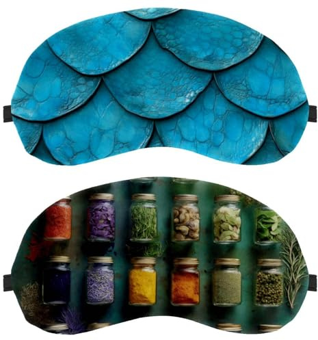 Colourful Various Herbs 2 - Pieces Light-Blocking Soft Breathable Eye Masks with Eye Patches and Sleep Masks