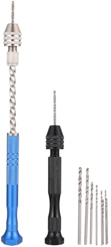 HEALEEP Taladros Manuales para Joyería con Brocas de Acero y Mango Estriado Herramienta Precisa para Manualidades y Trabajos de Resina Compacto y Duradero