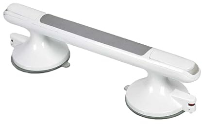 Maniglioni for doccia, 12 pollici, con indicatori di sicurezza, maniglioni for bagno a ventosa, nessuna perforazione richiesta, rimovibili(Gray)