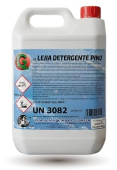 Lejía Detergente con Aroma a Pino, Limpiador Multiusos para Hogar y Comunidades, Garrafa de 5 L