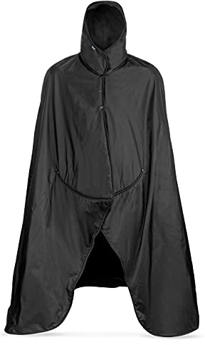 Mambe Large Extreme Weather Hooded Blanket Black - 100% Waterproof and Windproof with Premium Stuff Sack - Perfect for Watching Sports and Staying Warm Outdoors - Machine Washable