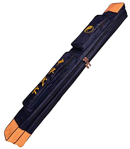ZooBoo Taichi Sword Carrying Bag - Chinese Kung Fu Sword Bag Single and Double Layer Sword Carrying Case Martial Arts Weapons Case Sword Shoulder Bag - Oxford Cloth with PU (Blue, Double Layer)