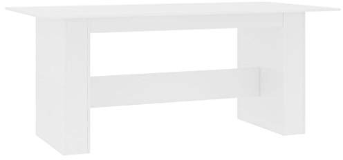 vidaXL Mesa de Comedor de Contrachapada Mobiliario Casa Hogar Decoración Interior Diseño Elegante Moderno Robusta Duradera Estable Blanca 180x90x76cm