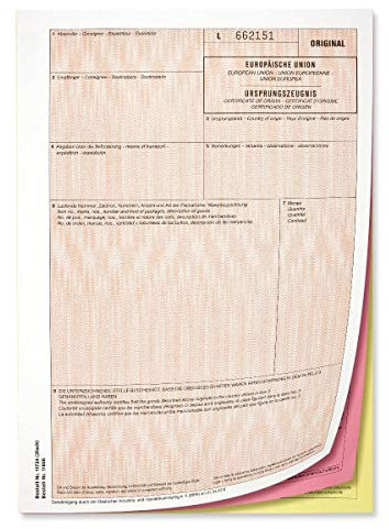 mashpaper Ursprungszeugnis Formular Vordruck 10 Stück für Laser- und Inkjetdrucker 11734 - Menge wählbar