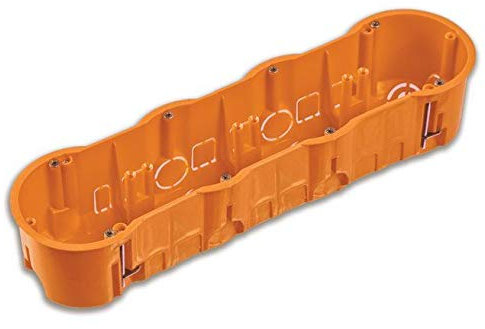 Pawbol 4-Fach Hohlwanddose Tiefe 60mm Fräsloch 4 x Ø 68 mm mit vormontierten Geräteschrauben, nicht wasserfest, Kunststoff, Orange, modern