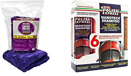 Ma-Fra Super Dryer, Panno In Microfibra Superfine, Ad Alto Grado Di Assorbimento E Resistenza & Kit Polish Express, Shampoo Per Auto, Con Formula Nanotech, Dona Lucentezza E Protezione