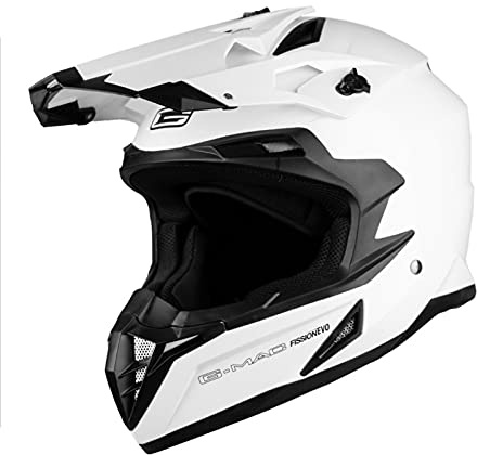 G-MAC Fission Evo ACU Off Road Motocross Dirt Bike ATV MX Motorbike Helmet (Gloss White, 2XL)