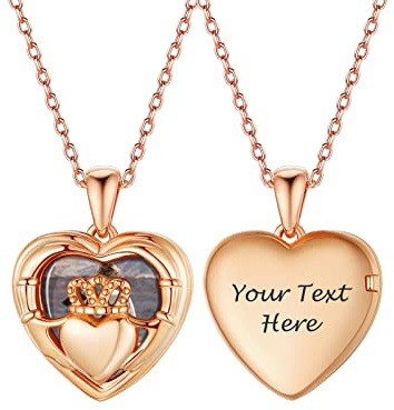 PROSILVER Medaillon aufklappbar mit Kette personalisiert Herz/Oval/Runde Anhänger Halskette Foto Bilder Amulett zum Öffnen 925 Silber/18k vergoldet Souvenir Schmuck für Frauen Mutter Tochter