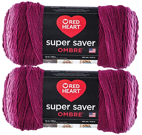 Red Heart Yarn, Acrylic, Anemone Ombre, 2 Pack