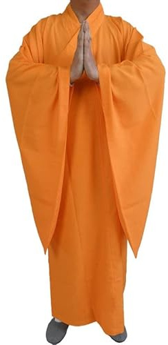 Shaolin Buddhist moine robe méditation haiqing robe kung-fu costumes for hommes (Color : Orange, Size : L)