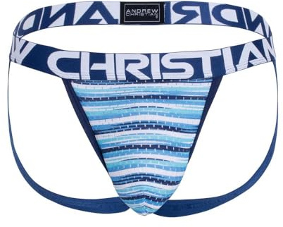 Andrew Christian - Männer Jockstrap Unterwäsche - Surf Stripe Mesh Jock w/Almost Naked® Surf Stripes - 1x Größe L