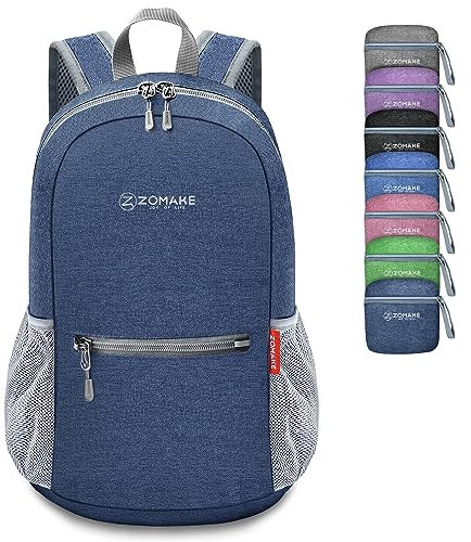ZOMAKE Faltbarer Rucksack Klein Ultraleicht,10L Wanderrucksack Kleiner Leicht für Damen Herren,Reise Mini TagesrucksäCke Faltbar für Kinder und Jugendliche(Saphirblau)