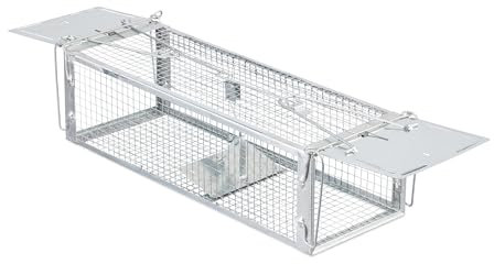 Relaxdays Trappola per Topi Vivi, Gabbia Scaccia Roditori, Esca Non Letale, HLP 11,5x40x14,5 cm, Mouse Trap, Argentato, Ferro, 23 x 43 x 16 cm