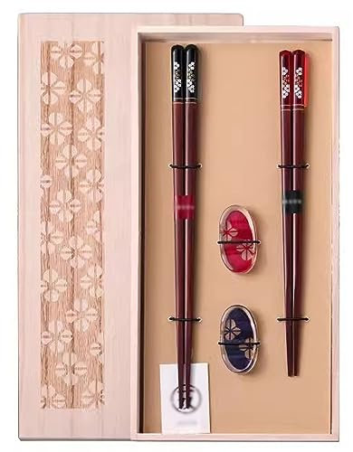 WQZStar Palillos para Principiantes Palillos de Metal Palillos de Pareja caseros de Estilo japonés, Caja de Regalo de Palillos Personalizados Antideslizantes (Color: H, tamaño :) (G)