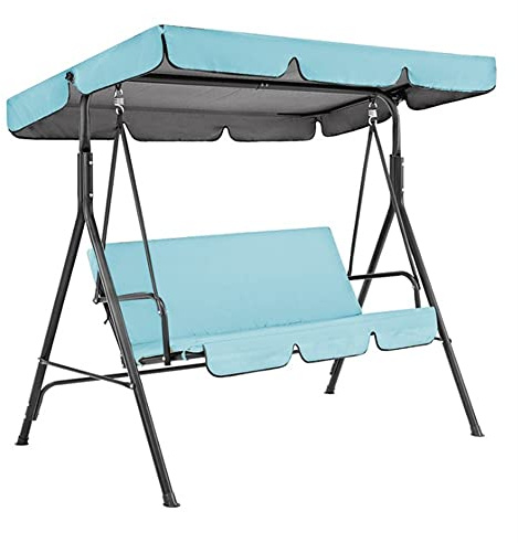DAO-UPPSE Outdoor Patio Swing Seat Canopy Replacement, Garden Swing Seat Canopy Cover For Outdoor Garden Patio Yard Park Porch Seat Furniture Cover(Sky blue,Ceiling 142 * 120 * 18cm)