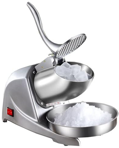 SenhE Tritaghiaccio Elettrico, Macchina per Coni di Neve in Acciaio Inossidabile per Gelato, velocità Regolabile, Macina Fino a 95 kg/h, per Uso Domestico e Commerciale