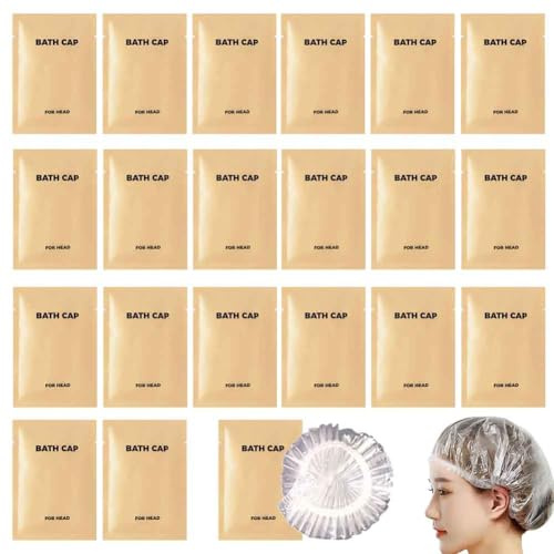 50 Stück tragbare, einzeln verpackte Einweg-Duschkappen, Kunststoff, wasserdicht, elastisch, Mehrzweck-Reise-Duschhauben, perfekt für Haarbehandlung, Salon, Spa, Hotel, Reisen
