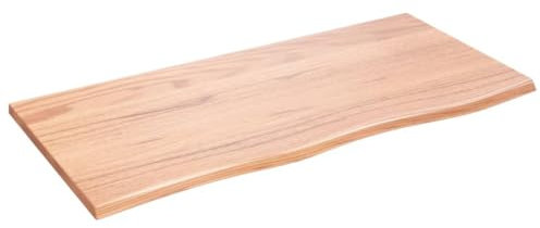 Makastle Waschtischplatte Holzbohlen Ideal für Aufsatzwaschbecken, Tischplatte Holzplatte Baumkanten-Platte für Heimwerker, Arbeitsplatten, Hellbraun 100x50x2 cm Massivholz Behandelt