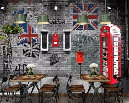 Kitquiver 3D Retro Street Wandbilder 3D Grau Ziegel Muster Tapete Wandbild Wohnzimmer Hintergrund Selbst Klebe Wandverkleidung Markt Wallpap 400x280cm