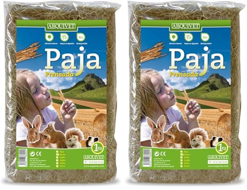 ARQUIVET Paille pour Les rongeurs 1 kg - Nourriture idéale pour Les Lapins, Les cochons d'Inde et Les Petits rongeurs en Fibre - Aliments pour Animaux de Compagnie (Lot de 2)