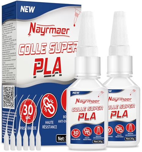 Nayrmaer Colle PLA, Adhésif Impression 3D Extra Forte Pour Coller PLA, ABS, PETG et TPU, Comprend un Embout Anti-obstruction (60g)