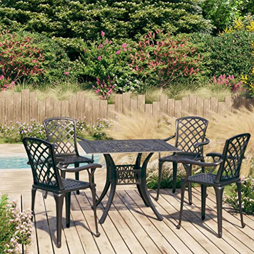 WKIEQACO Home & Garden,Furniture-5-teiliges Bistro-Set, Aluminiumguss, Schwarz
