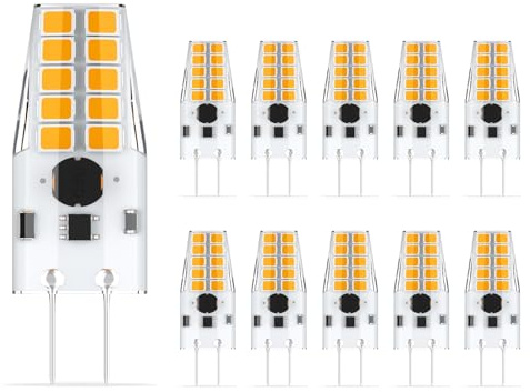 G4 LED-lampor dimbara, 3W ersätter 3W halogen, AC 12-24V 300lm flimmerfri 10-pack(Warm white 3000K)
