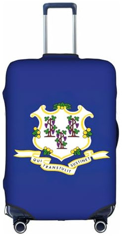 NBAGHPQ Connecticut State Flag Print Universale Elegante Valigie Copertura Elastica Lavabile Anti Graffio Protezione Bagagli, bianco, L