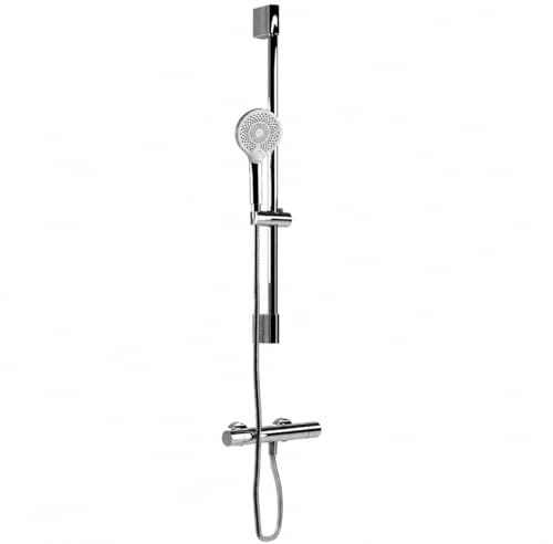 SAYLO Duschsäule mit Einhebelmischer, verchromt, Duschset mit Antikalk-Duschkopf mit 1,5 m Schlauch, verstellbare Stange, Duschgriff mit 3 Funktionen, Duschkopf, rund