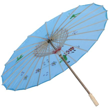 Zerodeko Sombrilla Clásica de Flores Azul de Bambú y Seda Soporte Fuerte para Adornos y Accesorios en Fotografía y Festivales Color Aleatorio