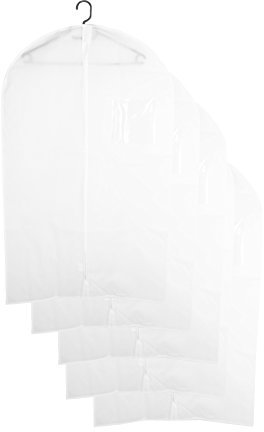 ZOLLNER24 5er Set Kleidersack 60x100 cm, atmungsaktiv, Sichtfenster