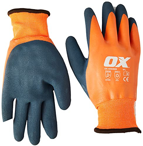 OX Waterproof Thermal Latex Glove Size 9 / Large, Orange/Blue