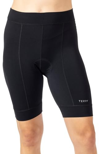 Terry Bike Shorts Women Padded, Actif Cycling Shorts for Women Padded 8 Inseam Moisture Wicking Spin Shorts - Black, l
