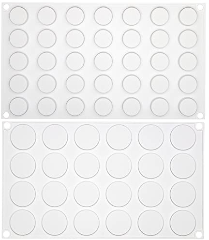 Flat Round Disc Silicone Mold Baking Tray 2 Sizes for Mini Tart Cookie Dessert Chocolate Caramel Candy Epoxy UV Resin Jewelry Soap