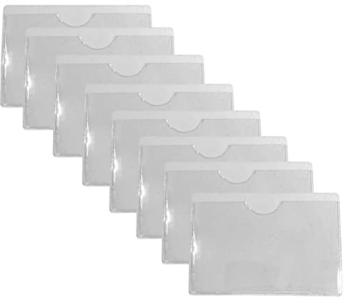 PCL Media ltd Sticky Backed Thumb Cut Self Adhesive Pocket for Membership, Slimmers World, Weight Watcher Cards (Pack of 8) - Self Adhesive Business Card Pocket