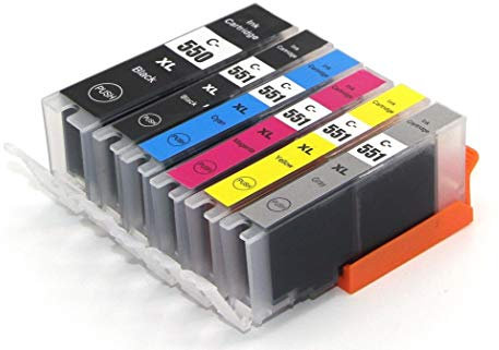 Bergsan 6 Druckerpatronen kompatibel mit Canon PGI-550 XL CLI-551 XL für IP7200 IP7250 IX6800 IX6850 MG5400 MG5450 MG5550 MG5600 MG5650 MG5655 MG6450 MG6600 MG6650 MX720 MX725 MX920 MX925 mit Grau