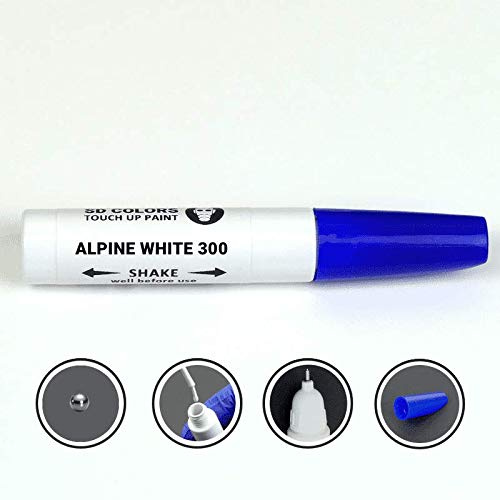 SD COLORS ALPINE WHITE 300 New Touch Up Paint Pen REPAIR KIT 12ML SCRATCH CHIP BRUSH COLOR CODE 300 (JUST PAINT)
