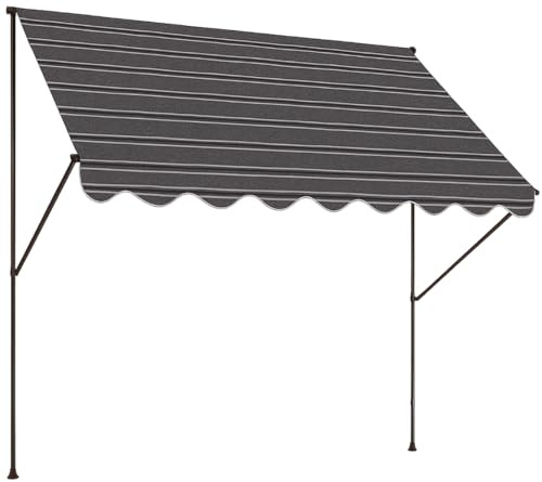 ANGERER Klemmmarkise Exklusiv grau-schwarz, 250 cm | Markise für Sonnenschutz, Montage ohne Bohren, ideale Balkonmarkise für Mietwohnungen, Made in Germany, waschbarer Stoff