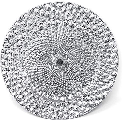 allgala 13-Inch 6-Pack Heavy Quality Round Charger Plates-Peacock Silver-HD80362
